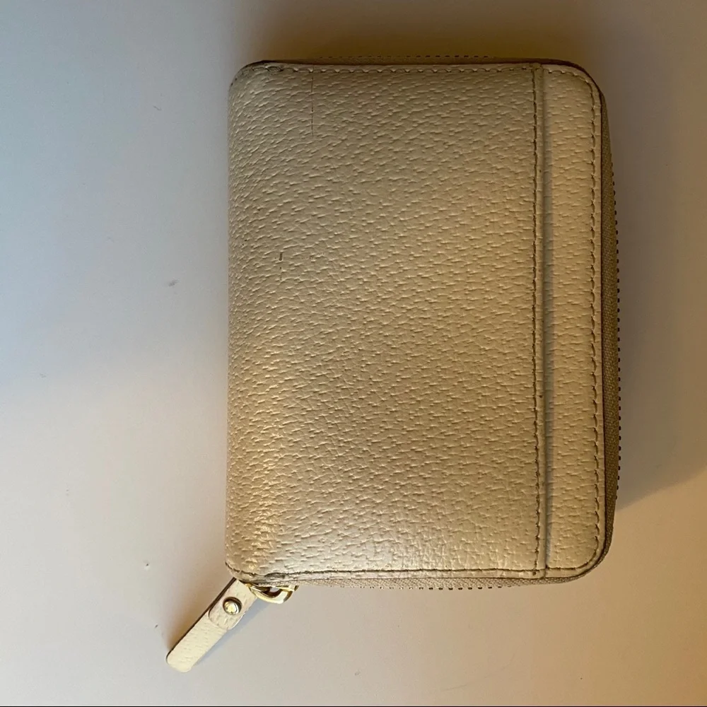 kate spade gold leather zip card holder wallet